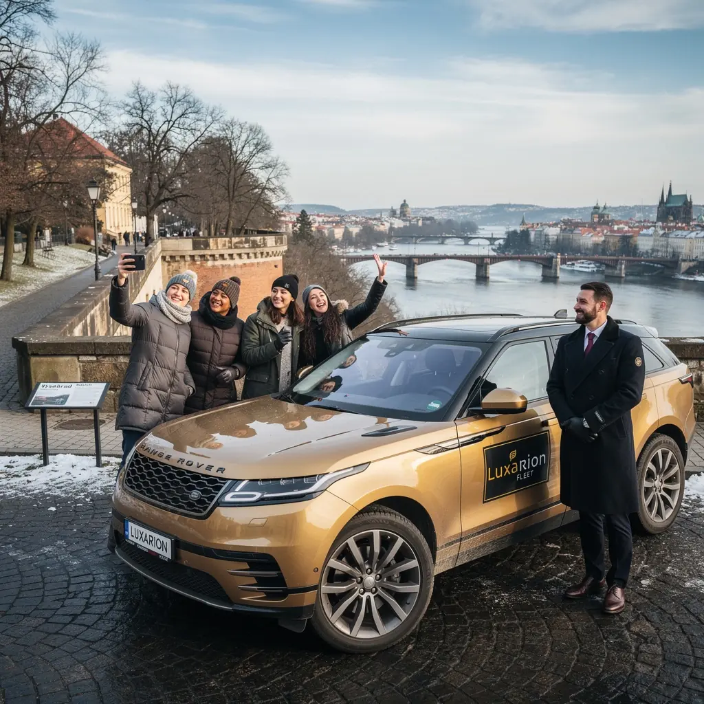 Sada exkluzivních luxusních vozů vystavených na prestižní akci.